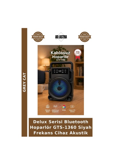 Delux Serisi Bluetooth Hoparlör Gts-1360 Siyah Frekans Cihaz Akustik