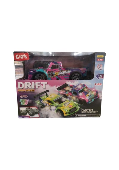 4 Çeker Işıklı-usb Şarj Kumandalı Drift Araba Siyah