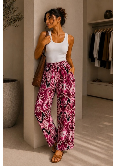 Bbbutikbasic Desenli Bol Paça Viskon Pantolon Günlük Şık Kadın Pantolon My3535 Desen4 Bbbutikbasic Desenli Bol Paça Viskon Pantolon Günlük Şık Kadın Pantolon My3535 Desen4