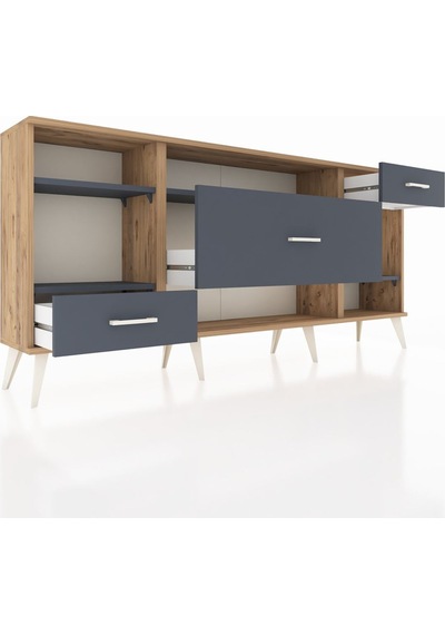 Arges Konsol 4 Raflı 3 Çekmeceli 176x30x83 Çam-antrasit/antrasit Antrasit/antrasit Arges Konsol 4 Raflı 3 Çekmeceli 176x30x83 Çam-antrasit/antrasit Antrasit/antrasit