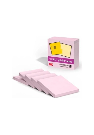 Süper Yapışkan Notlar, 5 Blok, 7.6 X 7.6 Cm, Pembe