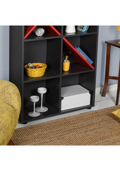 Gaming 10 Raflı Kitaplık - Antrasit-kırmızı 75x188x30 Cm Gxyxd