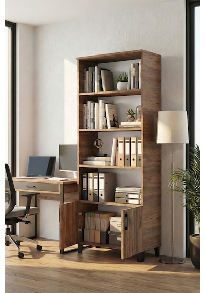 Çok Amaçlı Kitaplık Suntalam Kahverengi 75x190 Çok Renkli
