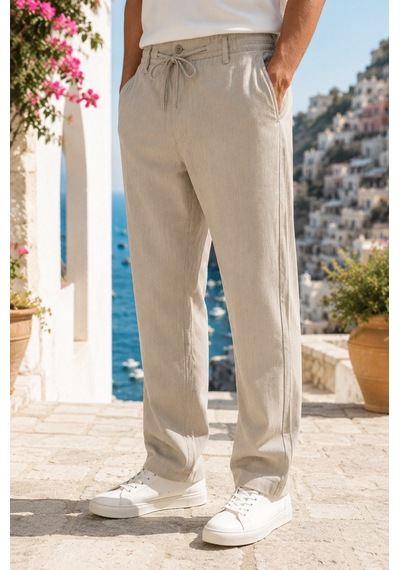 Danger Erkek Comfort Fit Bej Çizgili Jogger Pantolon Esnek Kumaş 0247dngr