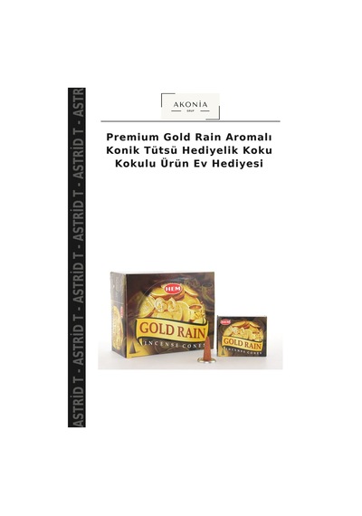 Premium Gold Rain Aromalı Konik Tütsü Hediyelik Koku Kokulu Ürün Ev Hediyesi
