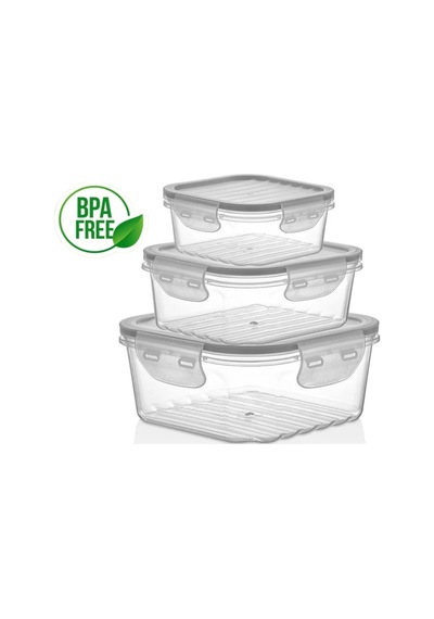 Quick Tam Vakumlu Kilitli Sızdırmaz Saklama Kabı Seti 3' Lü 1400ml.-800ml.-400ml. Şeffaf Plastik Tur Diğer