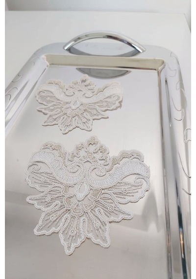 6 Adet Angelic Beyaz & Gold Fransız Tarzı Modern Bardak Altlığı &