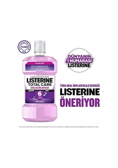 Total Care, Diş Koruyucu, 6 Etkili Florürlü Ağız Bakım Ürünü, Hafif Tat, Sıfır , Nane Aromalı, 250ml Açık Yeşil