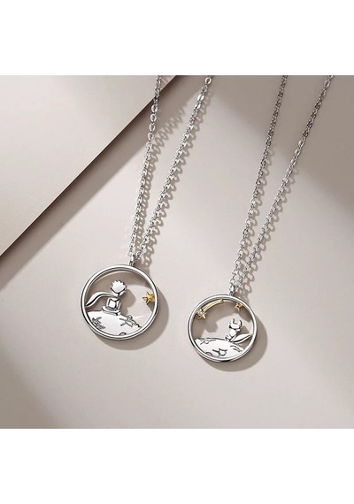 Little Prince Küçük Prens Ve Tilki Best Friends Dostluk Sembolü İkili Kolye Çelik