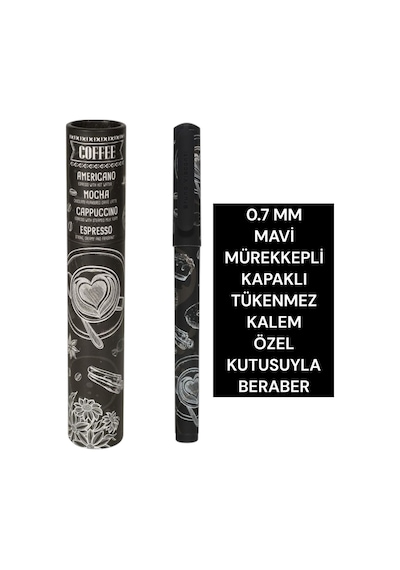 0.7 Mm Mavi Mürekkepli Kapaklı Tükenmez Kalem Özel Kutusuyla Beraber Kahve-3