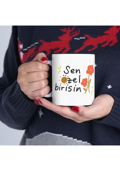 Sen Özel Birisin Baskılı - Motivasyon Temalı - Doğum Günü Hediyesi - Hediye Porselen Kupa Bardak Beyaz
