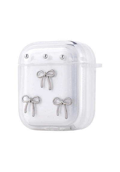 Apple Uyumlu AirPods Zore Airbag 44 Airbag Tasarımlı Simli Şeffaf Kutup Kılıf Fiyonk