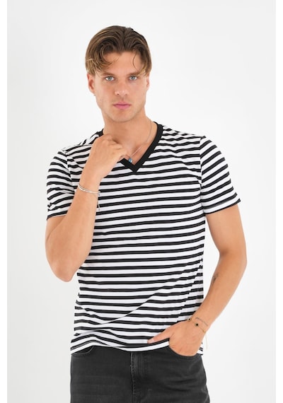 Alexander Gardi Alexandergardı V Yaka Çizgili T-shirt Lacivert