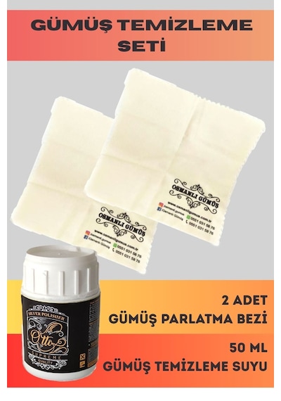 Gümüş Parlatma Temizleme Seti Gümüş Temizleme Suyu + 2 Adet Gümüş