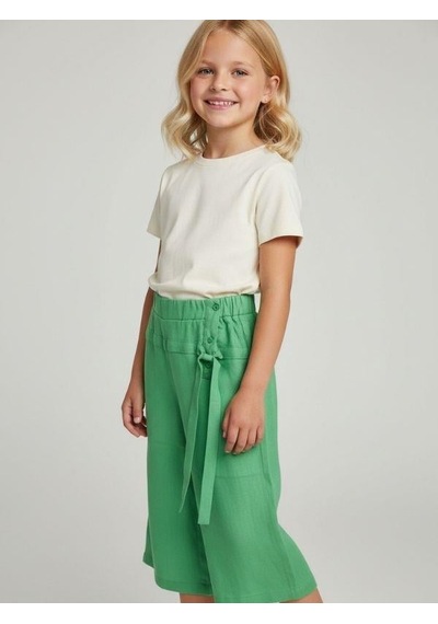 Zekids Kız Çocuk Bol Paça Pantolon-16751 Yeşil