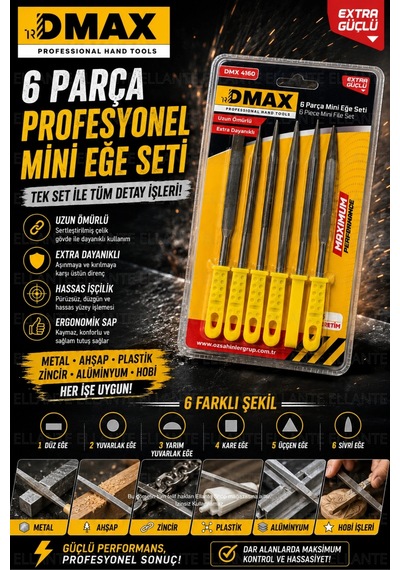 6 Parça Mini Eğe Seti Profesyonel Hassas İşçilik Metal Ahşap Plastik Eğe Takımı