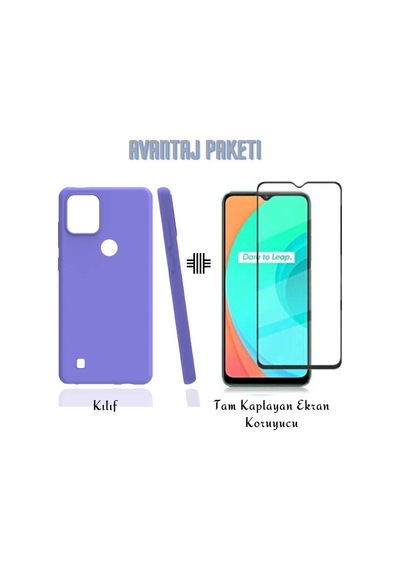 Oppo Realme C25y Kılıf Esnek Ince Soft Tasarım Dayanıklı Kılıf Ve Tam Kaplayan Ekran Koruyucu Col178279-lila