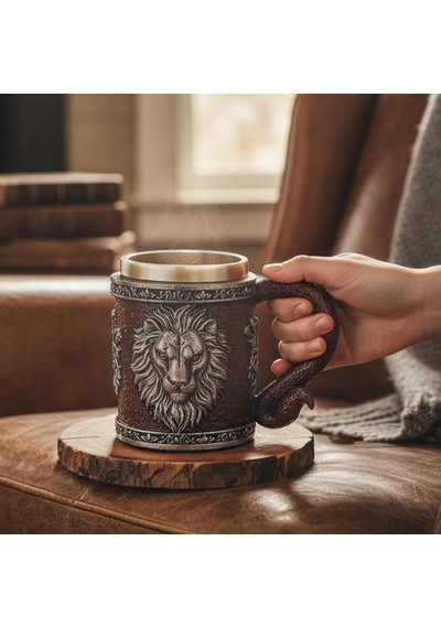 3d Aslan Figürlü Metal Kupa Bardak Diğer