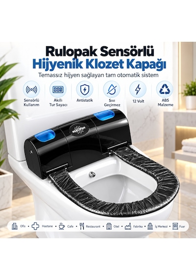 101101 Sensörlü Hijyenik Klozet Kapağı Siyah - Kablolu