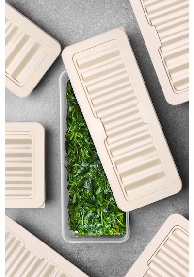 4 Adet 1170ml. Freshbox Saklama Kabı Seti - Mikrodalga Ve Difrize Uyumlu Krem