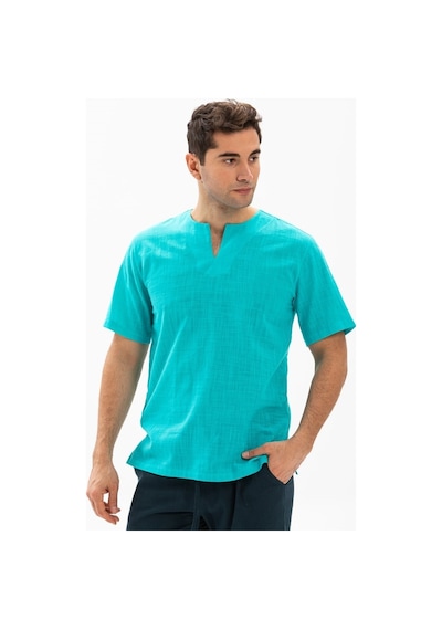 Kısa Kol Şile Bezi Bisiklet Yaka Erkek Tshirt Turkuaz 3054