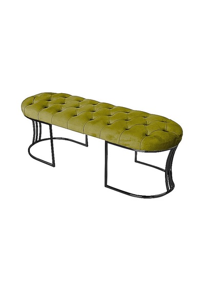Viego Siyah Bench Puf Hardal