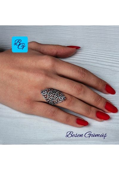 Lale Motifli Mekik Yüzük Gümüş - Rose Gold