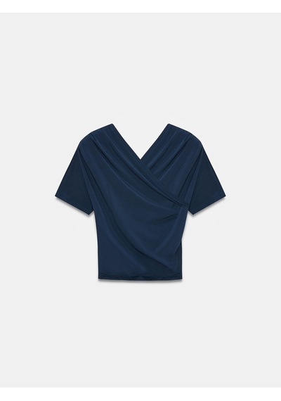 Dilvin 32659 Drapeli Kısa Kollu Top-lacivert Lacivert
