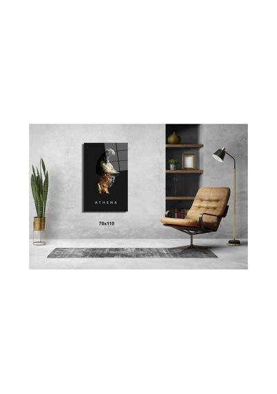 Athena Heykeller Cam Tablo Pct0853 Modern Dekorasyon Temalı Dekoratif Duvar Tablosu, Salon, Ev Ve Ofis Dekoru,