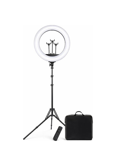 Ayrex 21 İnç 54 Cm Profesyonel Ring Light 210 Cm Ayarlanabilir Tripodlu, 3'lü Telefon Tutuculu, 3 Işık Modlu,