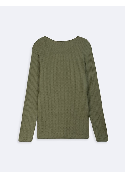 Ltb Uzun Kollu Fitilli Triko Yeşil Sweatshırt Çok Renkli 2XL