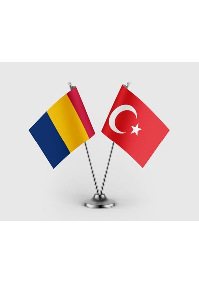 Romanya Ve Türkiye Bayrağı İkili Saten Masa Bayrağı Takımı Diğer