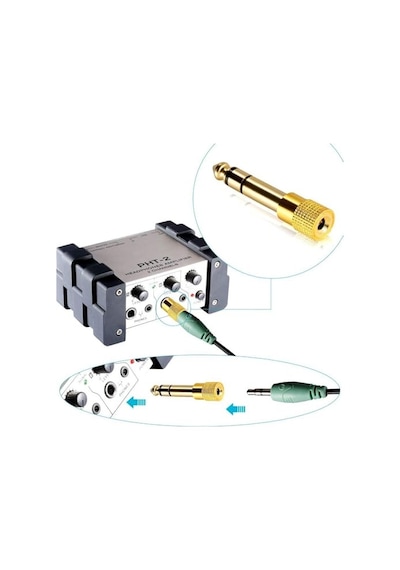 Ayrex Amfi Giriş Çevirici Stereo Amfi Giriş Çevirici 3.5 Mm Dişi 6.35 Mm Erkek Çevirici Kulaklık Jack Piyano Çev Genel