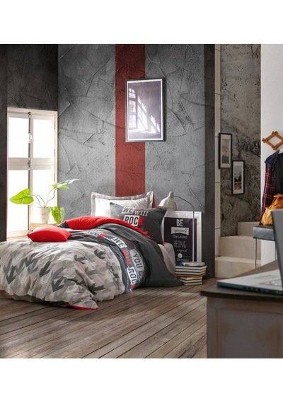 Cotton Box Genç Odası Nevresim Takımı Tek Kişilik Rock Kırmızı