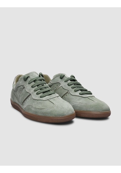 %100 Hakiki Deri Yeşil Süet Bağcıklı Kadın Sneaker-yesıl Yeşil