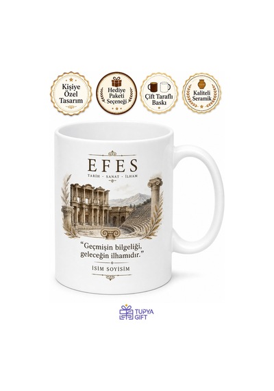 Efes Tiyatrosu İzmir Hatırası Beyaz Porselen Hediye Çay Kupası Beyaz / Çok Renkli