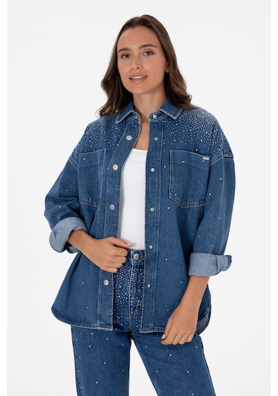 U.s. Polo Assn. Kadın Mavi Gömlek Jean 50312347-dn0022 Mıd Blue