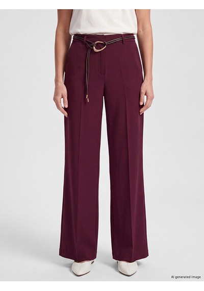 Lcwaıkıkı Classic Bordo Beli Kemerli İspanyol Paça Kadın Pantolon