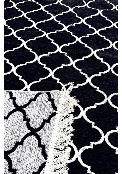 Kilim Paspas Çok Amaçlı Halı Makinede Yıkanabilir Toz Yapmaz Siyah 6