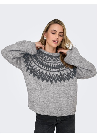 Only Onlreykja Ls O-neck Knt Kadın Gri Kazak - 15353221 Gri