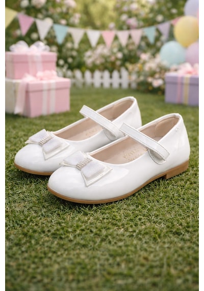 Firibu Kız Çocuk 22 23 24 Bebe Babet Fiyonklu Taş Detaylı Günlük Abiye Rahat Taban Şık Ayakkabı Beyaz - Fiyonk Taş Firibu Kız Çocuk 22 23 24 Bebe Babet Fiyonklu Taş Detaylı Günlük Abiye Rahat Taban Şık Ayakkabı Beyaz - Fiyonk Taş