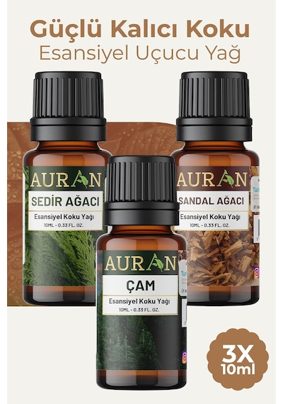 Auran Sedir Sandal Çam Saf Esansiyel Uçucu Yağ Buhurdanlık Yağ Difüzör Esans Aromaterapi Ortam 3x 10ml Abundance Prosperity