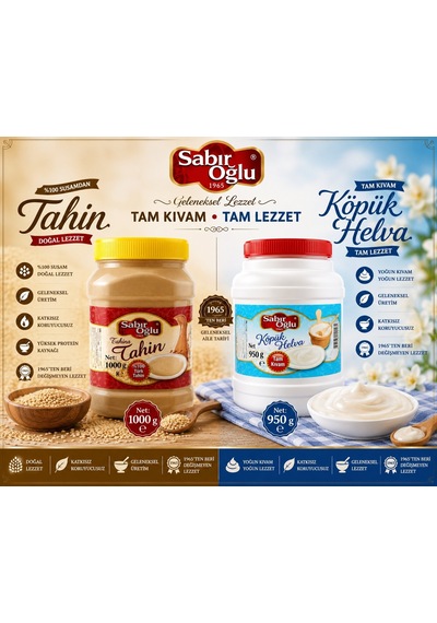 Sabıroğlu Bozkır Tahini 1 KG + Köpük Helva 950 G