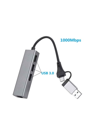 Usb 3.0 To Ethernet Rj45 Lan Hub 1000mbps 3 Adet Usb 3.0 Çıkışlı Ethernet Adaptörü Type-c Rj45 Lan Kablosu Usb 3.0 Hub Ağ Kartı Pc Macbook Samsung Uyumlu 1109