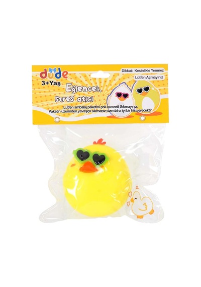 Gözlüklü Ördek Figürlü Squishy Stress Oyuncağı Yumuşacık Jel Squishy Sarı Sarı