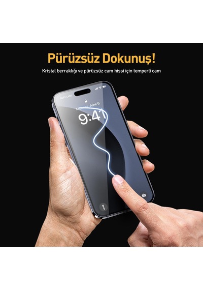 İphone 16 Serisi İle Uyumlu 5d Privacy Easyfit 2 Adet Kolay Uygulama Aparatlı Ekran Koruyucu Temperli Cam Hayalet Ekran İphone 16 Pro