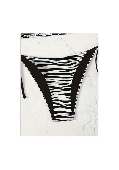 Lilly Zebra Desenli Bikini Takımı Siyah Siyah