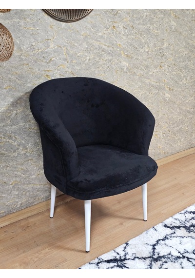 Zafir Tekli Teddy Beyaz Boyalı Sivriltme Ayak Çay Seti Koltuk Tekli Berjer , Balkon, Salon, Ofis Siyah