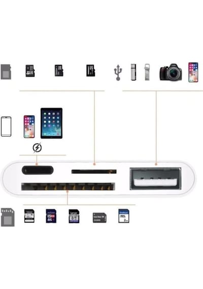 Apple Uyumlu iOS Lightning To Usb Lightning Micro Sd Tf Kart Okuyucu Çevirici Dönüştürücü Adaptör