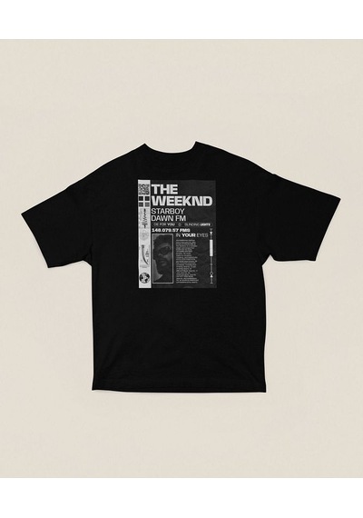 Starboy Dawn Fm The Weeknd Baskılı Unisex Oversize Rapper Tişört Siyah
